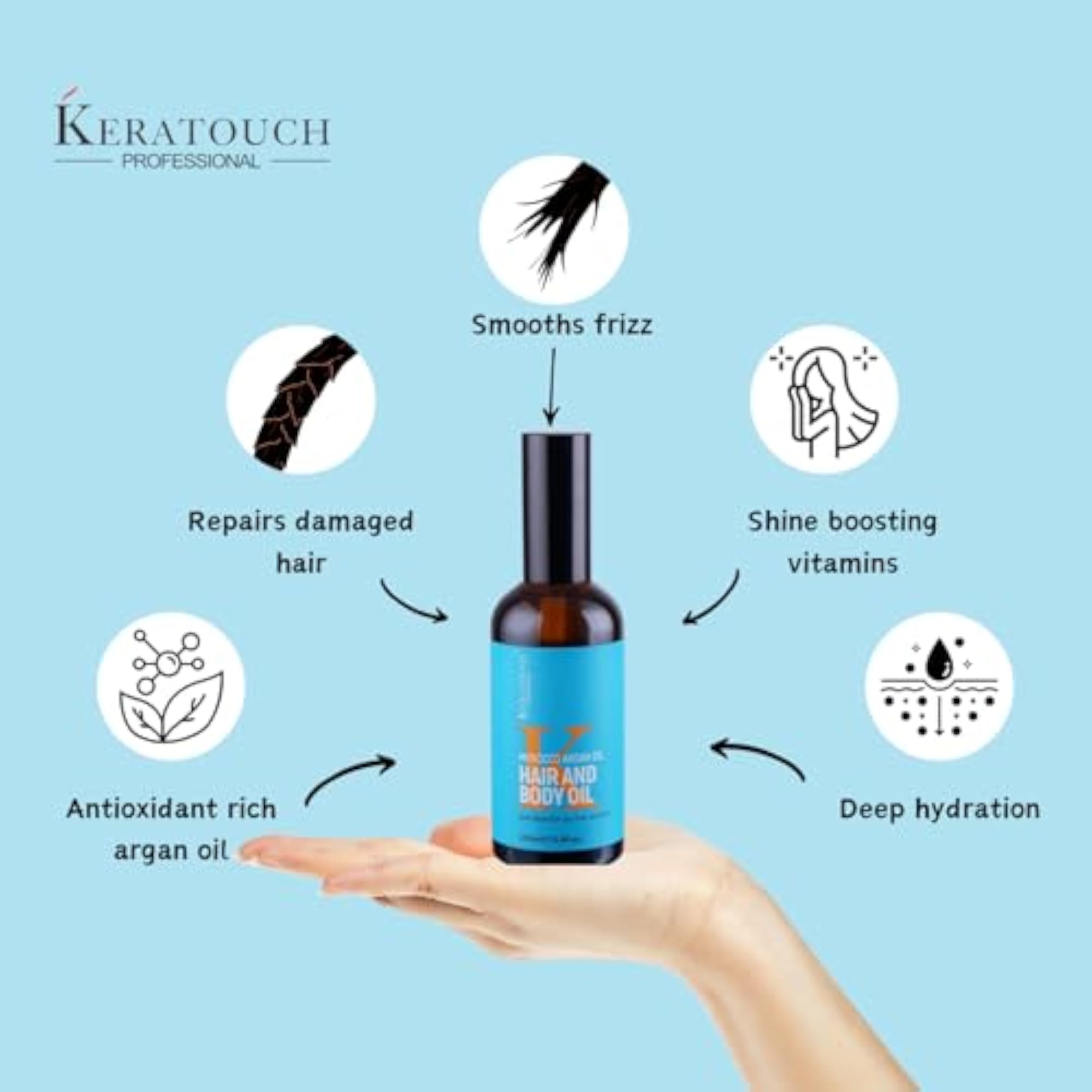 Moroccan Argan Oil for Frizzy & Dry Hair, 100ml